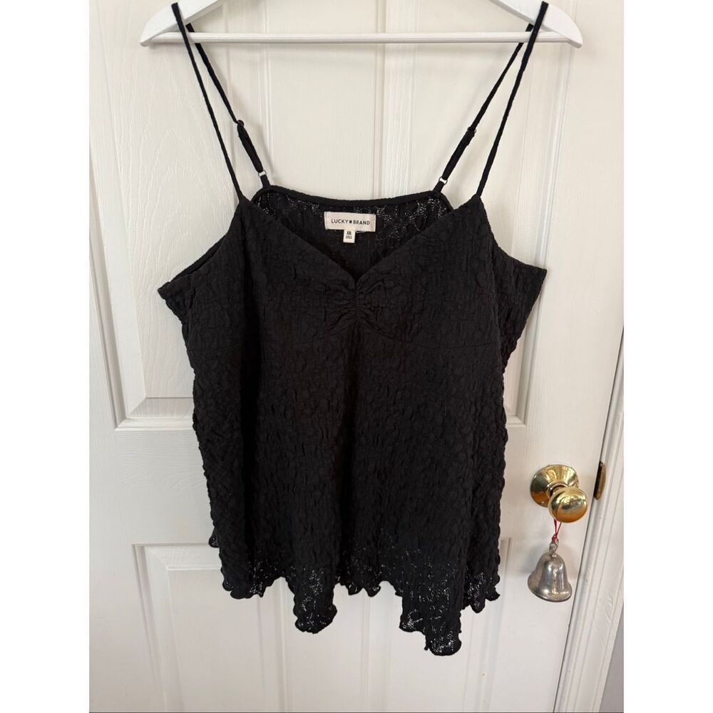 Lucky Brand Black Textured Stretch Swing Tank sz XXL